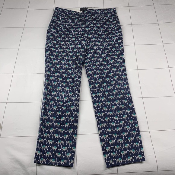 J.Crew Navy and White Elephant Patterned Pants - Size 4 - Picture 2 of 10